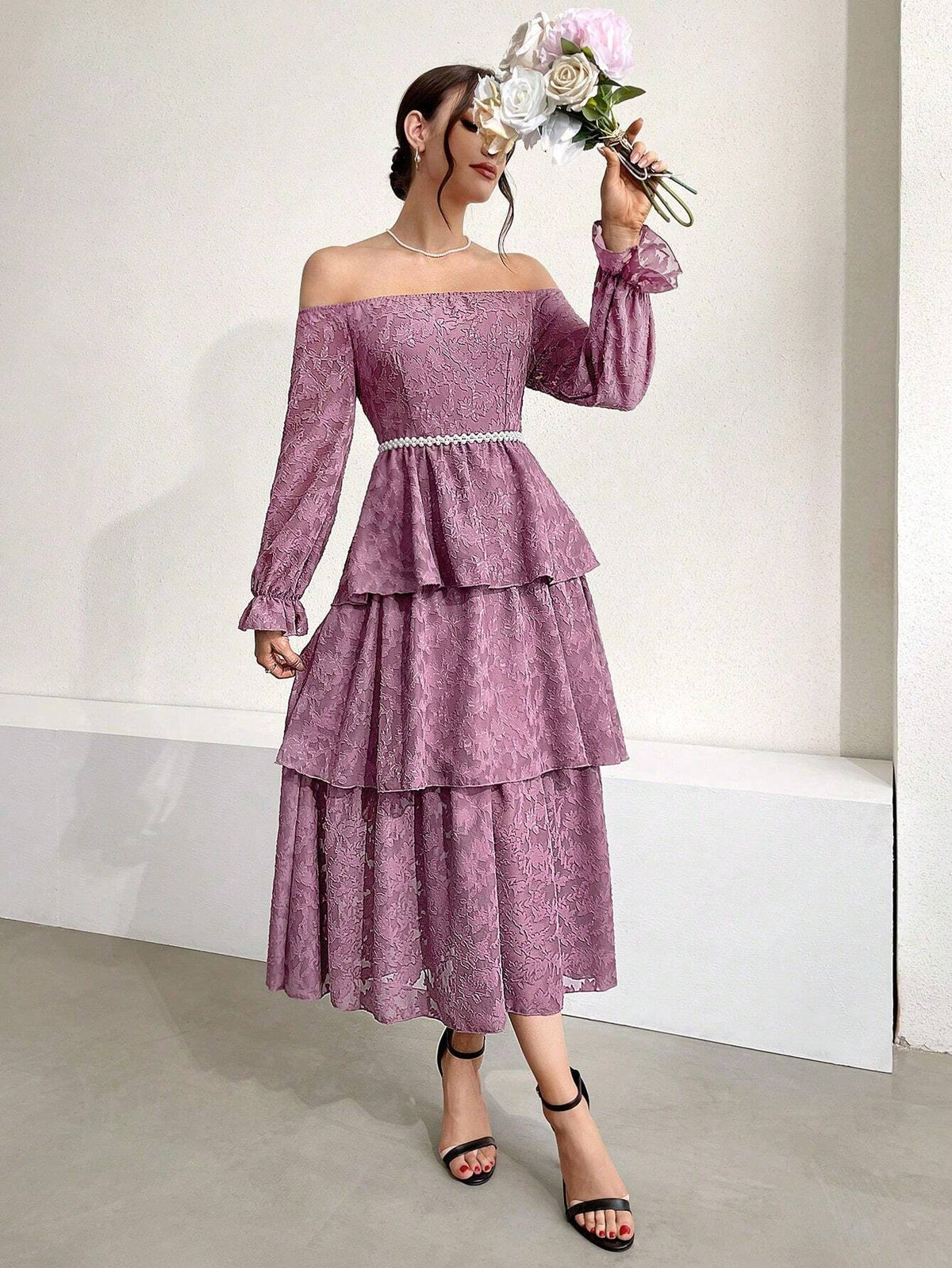 Women's Layered One-Shoulder Summer Solid Color Elegant Dress