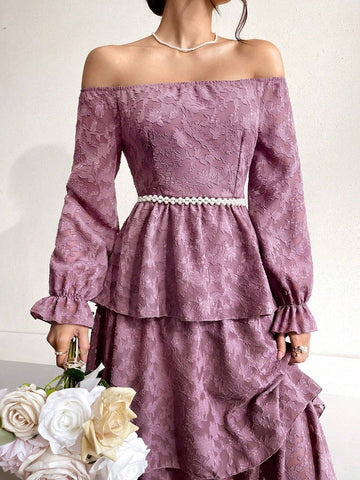 Women's Layered One-Shoulder Summer Solid Color Elegant Dress