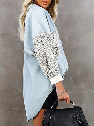 Women's Leopard Print Long Sleeve Simple Fashion Casual Blouse, Everyday Wear
