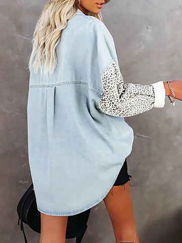 Women's Leopard Print Long Sleeve Simple Fashion Casual Blouse, Everyday Wear