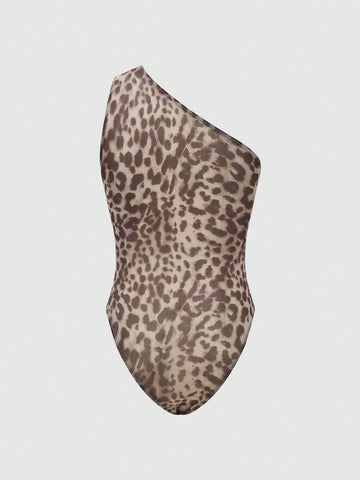 Women's Leopard Print Off-Shoulder Bodysuit