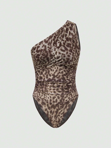 Women's Leopard Print Off-Shoulder Bodysuit