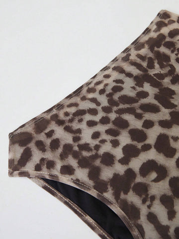 Women's Leopard Print Off-Shoulder Bodysuit