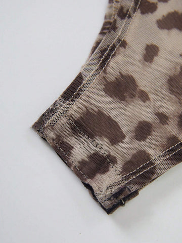 Women's Leopard Print Off-Shoulder Bodysuit