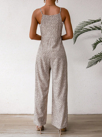 Women's Leopard Print Spaghetti Strap Jumpsuit