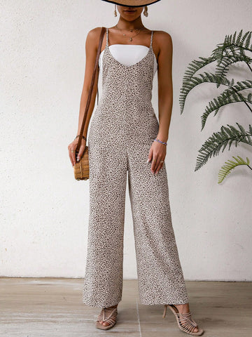 Women's Leopard Print Spaghetti Strap Jumpsuit
