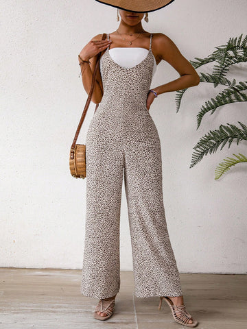 Women's Leopard Print Spaghetti Strap Jumpsuit