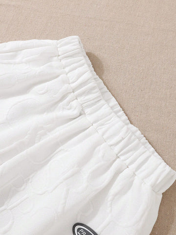 Women's Letter Printed Round Neck Short Sleeve T-Shirt And Shorts Two Piece Set