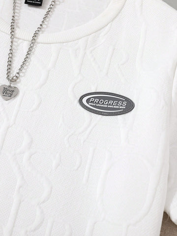 Women's Letter Printed Round Neck Short Sleeve T-Shirt And Shorts Two Piece Set