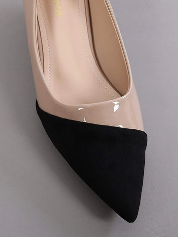 Women's Lightweight Comfortable Fashionable Pointed Toe Color Block High Heels