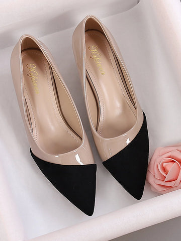 Women's Lightweight Comfortable Fashionable Pointed Toe Color Block High Heels