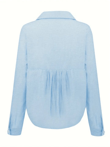 Women's Linen Long Sleeve Solid Color Button-Up Collar Casual Elegant Comfortable Shirt