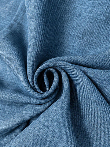 Women's Long-Sleeved Blue Wrap Contrast Blouses, Perfect For Daily Commuting