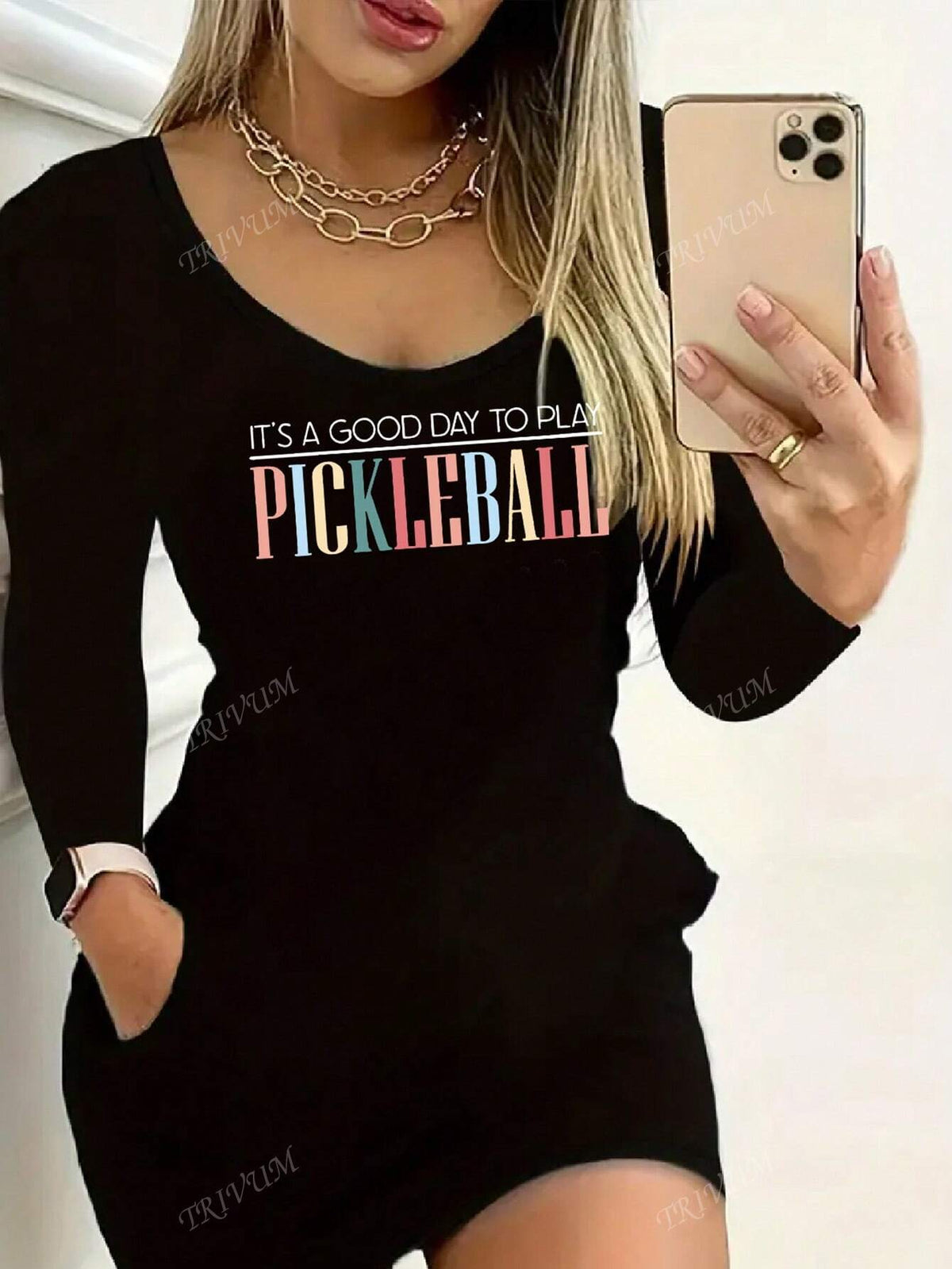 Women's Long-Sleeved Dress, Suitable For Date Wear