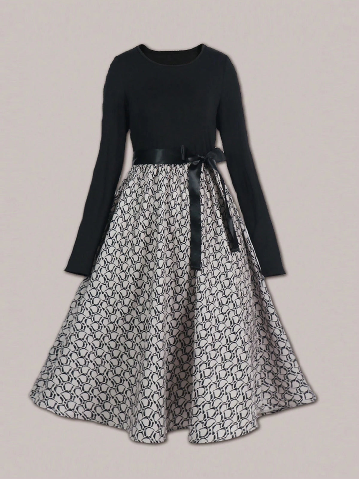 Women's Long Sleeve Patchwork Dress