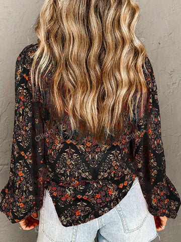 Women's Long Sleeved Floral Printed Shirt