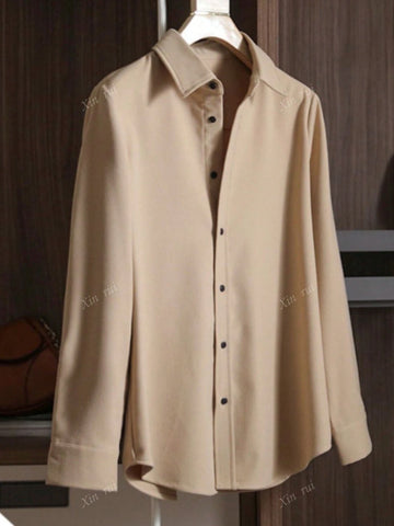 Women's Loose Fit Long Sleeve Shirt For Casual Office Wear, Autumn Winter