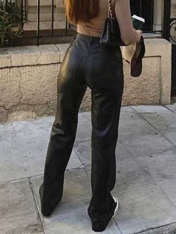 Women's Loose Fit Straight-Leg Casual Streetwear Pants With Pockets