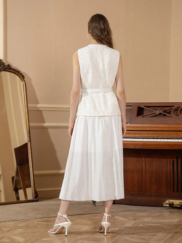 Women's Madeline Sleeveless Sparkly Waist Belt 2pcs Set