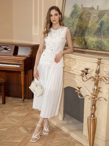 Women's Madeline Sleeveless Sparkly Waist Belt 2pcs Set