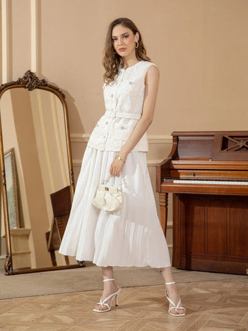 Women's Madeline Sleeveless Sparkly Waist Belt 2pcs Set