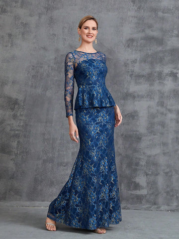 Womens' Mermaid Hem Lace Formal Dress