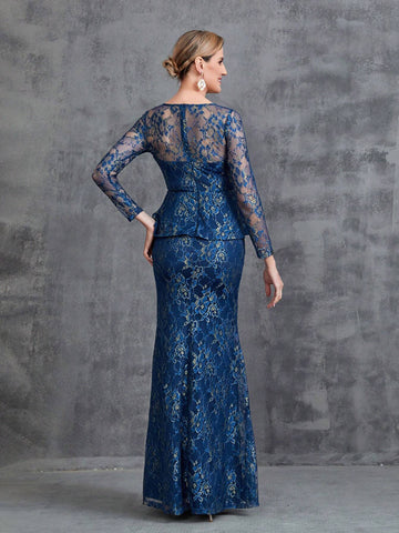 Womens' Mermaid Hem Lace Formal Dress