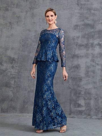 Womens' Mermaid Hem Lace Formal Dress