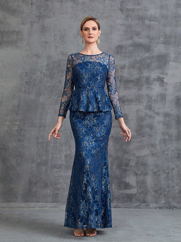 Womens' Mermaid Hem Lace Formal Dress