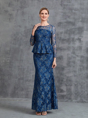 Womens' Mermaid Hem Lace Formal Dress