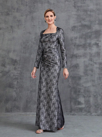 Womens' Mermaid Hem Lace Prom Dress