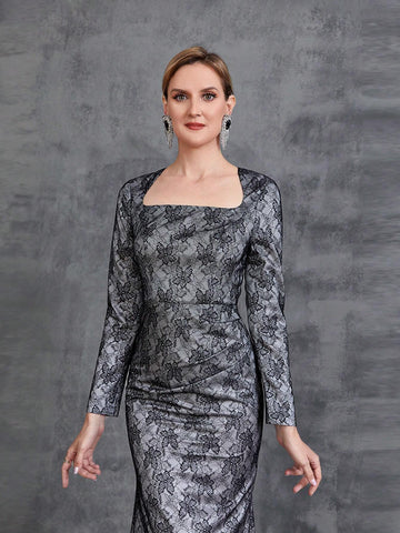 Womens' Mermaid Hem Lace Prom Dress