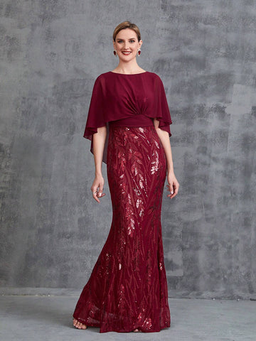 Womens' Mermaid Hem Sequin Formal Dress