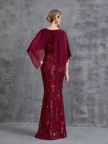 Womens' Mermaid Hem Sequin Formal Dress