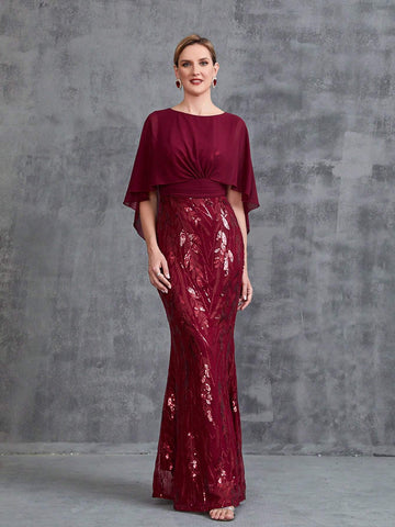 Womens' Mermaid Hem Sequin Formal Dress