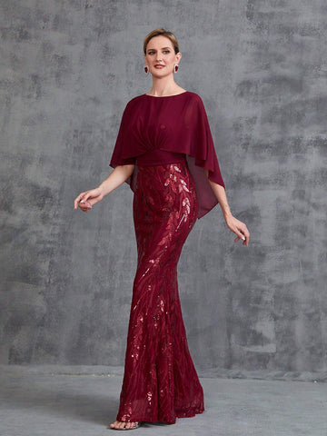 Womens' Mermaid Hem Sequin Formal Dress