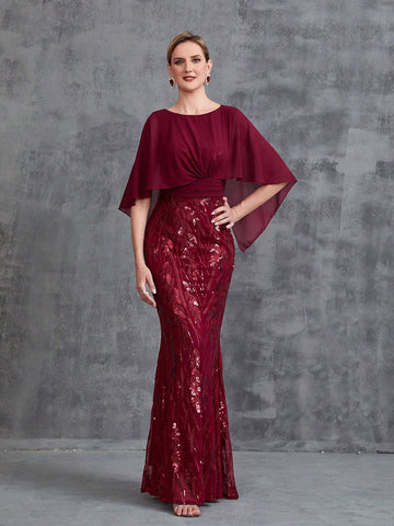 Womens' Mermaid Hem Sequin Formal Dress