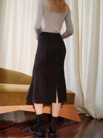 Women's Mermaid Hem Skirt, Midi Length, Slimming, Elegant, Autumn/Winter