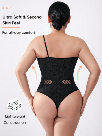 Women's Metallic Thread One Shoulder Bodysuit