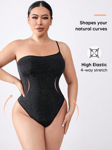 Women's Metallic Thread One Shoulder Bodysuit