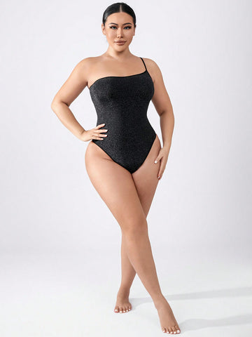 Women's Metallic Thread One Shoulder Bodysuit