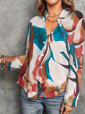 Women's Minimalist Print Button Front Shirt