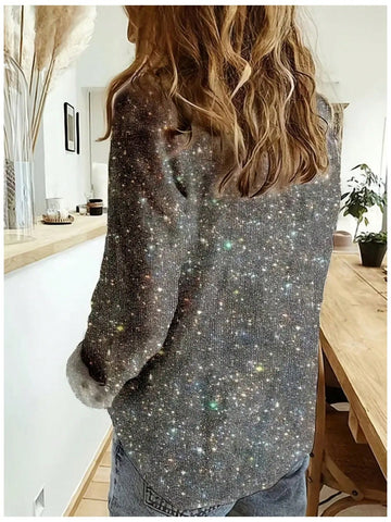 Casual Long Sleeve Printed Button-Up Collar Shirt