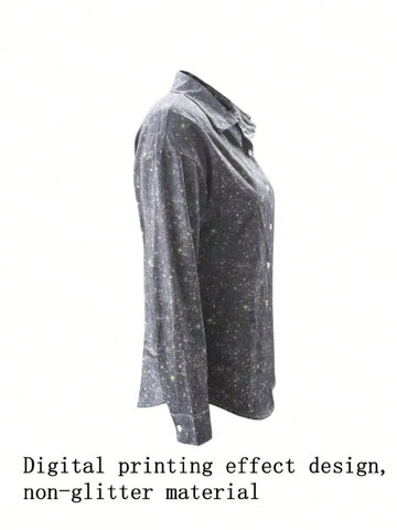 Casual Long Sleeve Printed Button-Up Collar Shirt