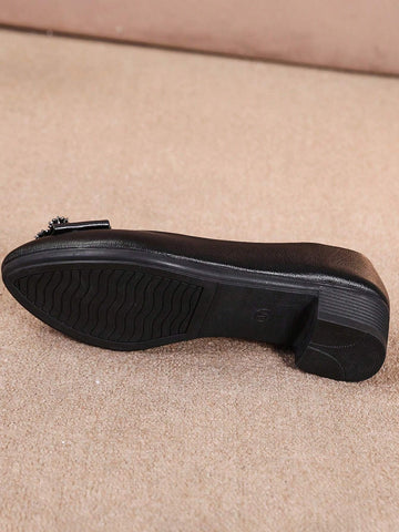 Women's New Chunky Heel Dress Pumps, French Style