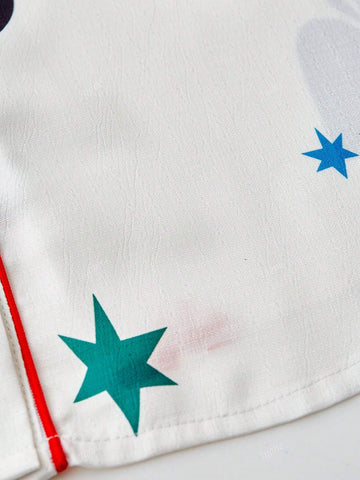 Women's New Long Sleeve Shirt, Heart And Star Print Fashion Red Trim Casual Collar Cardigan Top