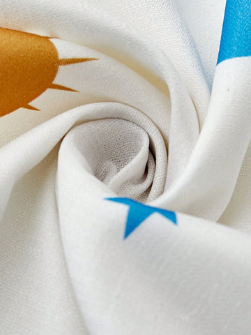 Women's New Long Sleeve Shirt, Heart And Star Print Fashion Red Trim Casual Collar Cardigan Top