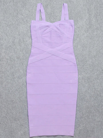 Women's New Sexy Spaghetti Strap Bodycon Mid-Length Dress, Sleeveless Bandage Formal Dress
