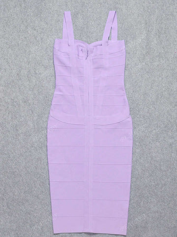 Women's New Sexy Spaghetti Strap Bodycon Mid-Length Dress, Sleeveless Bandage Formal Dress