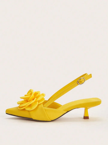 Women's Niche Elegant Comfortable Floral Decor High Heel Pumps